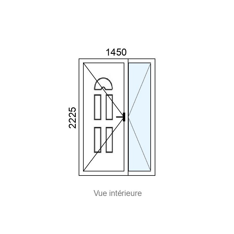 small-Porte d'entrée PVC 2 vantaux BIARRITZ 3 delta L1450 x H2225