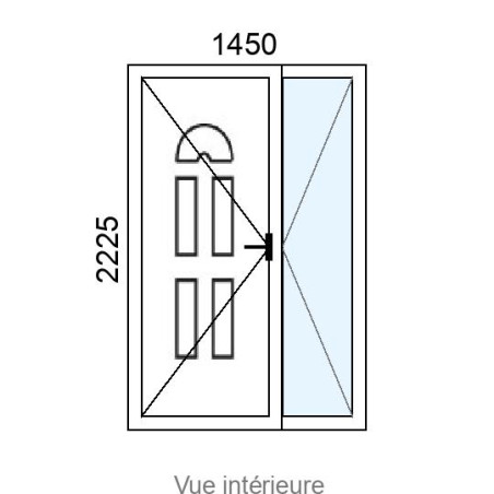 Porte d'entrée PVC 2 vantaux BIARRITZ 3 delta L1450 x H2225