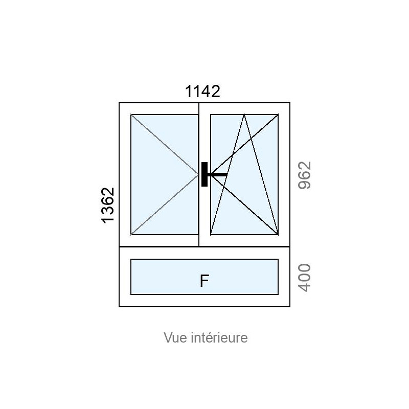 small-Fenêtre PVC OB 2 vantaux  + allège Fixe L1142 x H1362