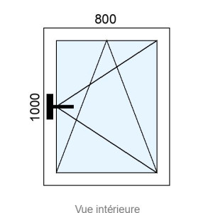 Fenêtre PVC plaxé OB 1 vantail L800 x H1000