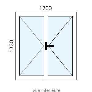 Fenêtre PVC 2 vantaux L1200 x H1330