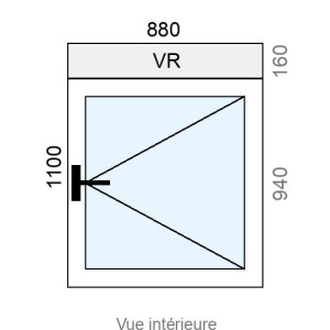 Fenêtre PVC 1 vantail L880 x H1100