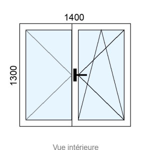 Fenêtre PVC OB 2 vantaux L1400 x H1300