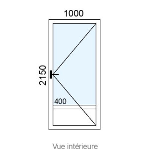 Porte d'entrée PVC 1 vantail L1000 x H2150