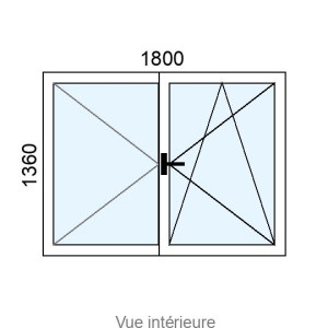 Fenêtre PVC OB 2 vantaux L1800 x H1360