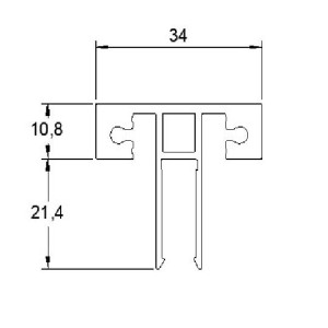 1 x Montant intermédiaire verrière en Alu Noir 9005 texturé Lg  900 mm