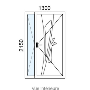 Porte d'entrée ALU 2 vantaux ZENIA VI ( avec vitrage et inserts inox ) L1300 x H2150