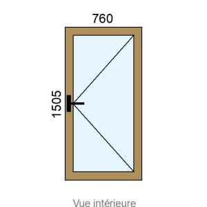 Fenêtre PVC plaxé 1 vantail L760 x H1505