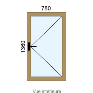 Fenêtre PVC plaxé 1 vantail L780 x H1360