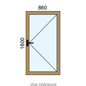 Fenêtre PVC plaxé 1 vantail L860 x H1600