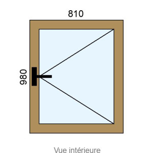 Fenêtre PVC plaxé 1 vantail L810 x H980