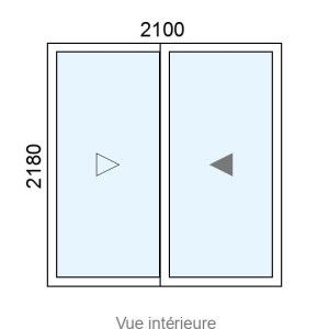 Baie coulissante Alu 2 vantaux L2100 x H2180