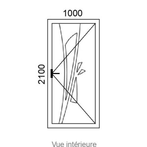 Porte d'entrée ALU 1 vantail ZENIA VI ( avec vitrage et inserts inox ) L1000 x H2100