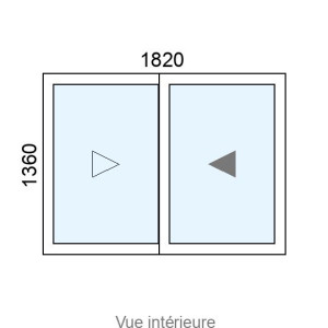 Fenêtre coulissante Alu 2 vantaux L1820 x H1360