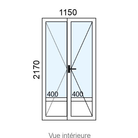 Porte-fenêtre PVC 2 vantaux L1150 x H2170