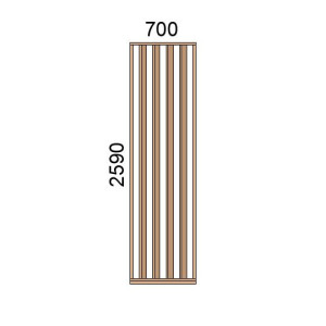 Claustra bois lames verticales inclinées L700xH2590