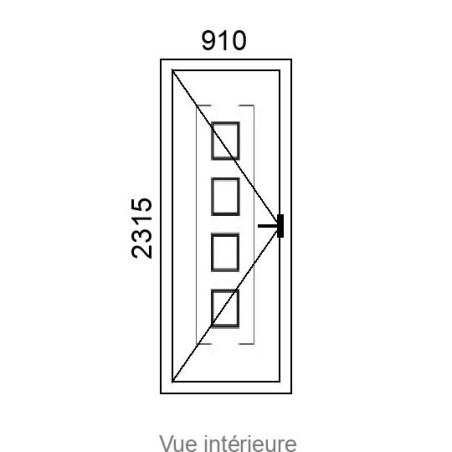 Porte d'entrée ALU 1 vantail ORIA4 VR ( avec vitrage, sans insert inox ) L910 x H2315