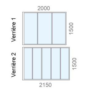 Verrière sur mesure atelier en angle L2000/2150 x H1500