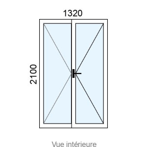 Porte-fenêtre PVC 2 vantaux L1320 x H2100