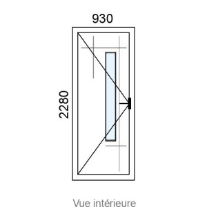 Porte d'entrée ALU 1 vantail LIVIO VR ( avec vitrage, sans insert inox ) L930 x H2280