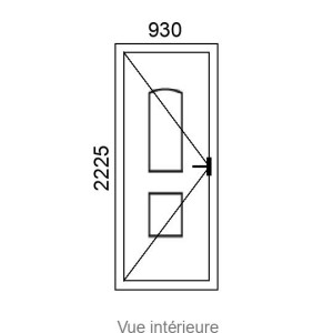 Porte d'entrée PVC 1 vantail CALVI delta L930 x H2225