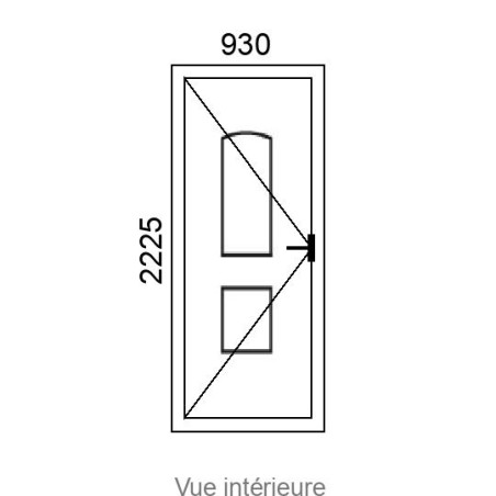 Porte d'entrée PVC 1 vantail CALVI delta L930 x H2225