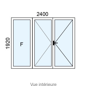 Porte-fenêtre PVC 2 vantaux + Fixe latéral L2400 x H1920