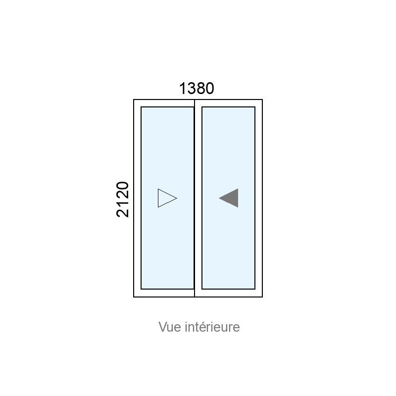 small-Baie coulissante Alu 2 vantaux L1380 x H2120