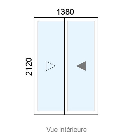 Baie coulissante Alu 2 vantaux L1380 x H2120