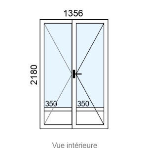 Porte-fenêtre PVC 2 vantaux L1356 x H2180