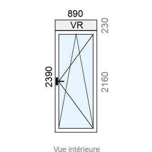 Porte-fenêtre PVC 1 vantail L890 x H2160