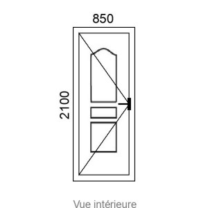 Porte d'entrée PVC 1 vantail GENEVE delta L850 x H2100