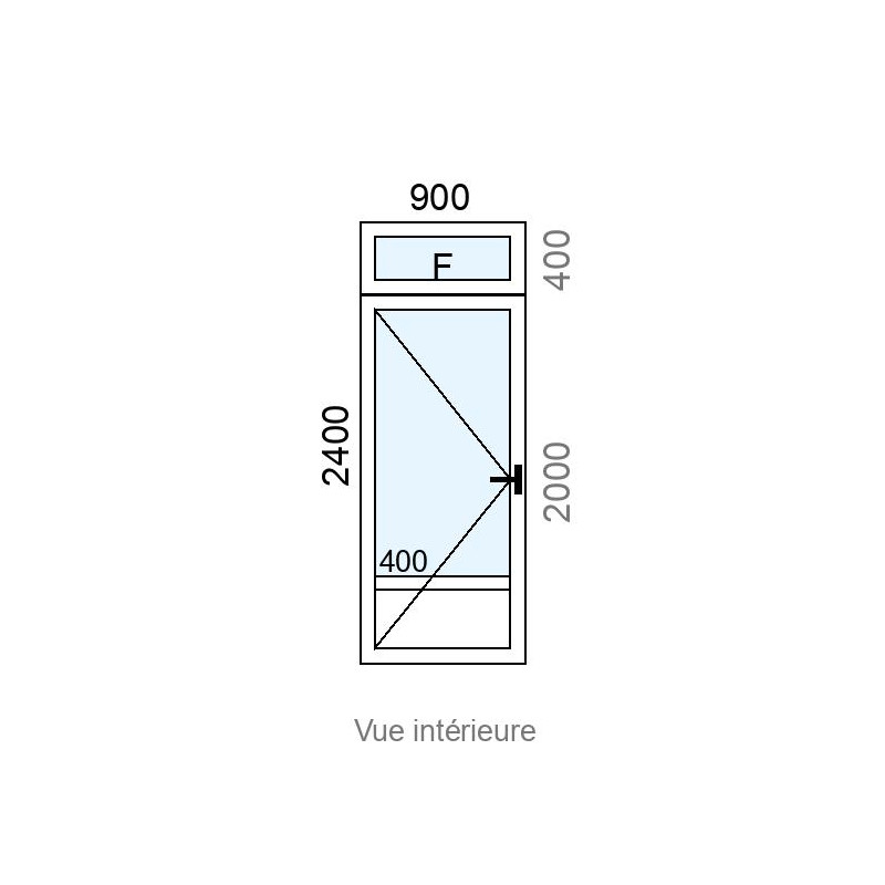 small-Porte d'entrée PVC 1 vantail  + imposte Fixe L900 x H2400