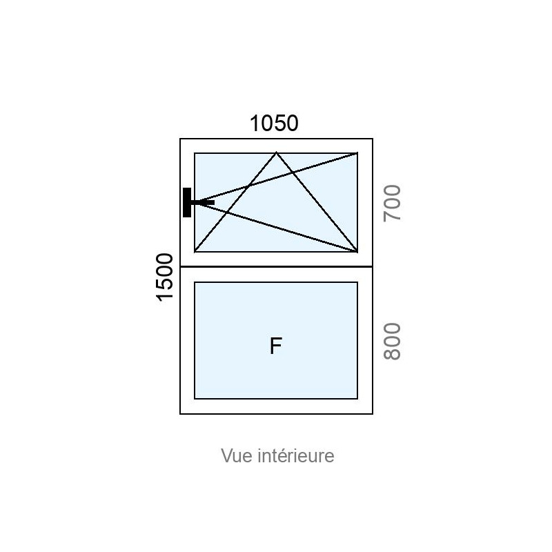 small-Fenêtre PVC plaxé OB 1 vantail  + allège Fixe L1050 x H1500