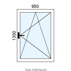 Fenêtre PVC plaxé OB 1 vantail L950 x H1350