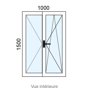 Fenêtre PVC plaxé OB 2 vantaux L1000 x H1500