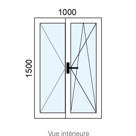 Fenêtre PVC plaxé OB 2 vantaux L1000 x H1500