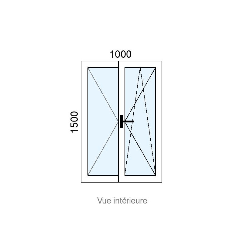 small-Fenêtre PVC plaxé OB 2 vantaux L1000 x H1500