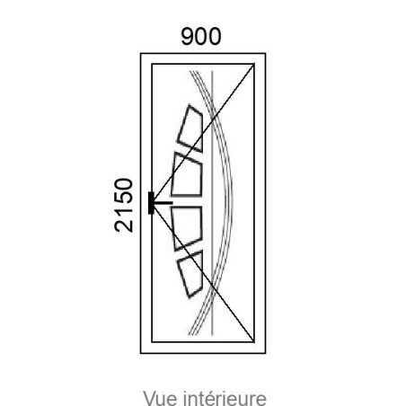 Porte d'entrée 1 vantail Hybride Alu/PVC DELIA VI ( avec vitrage et inserts inox ) L900 x H2150