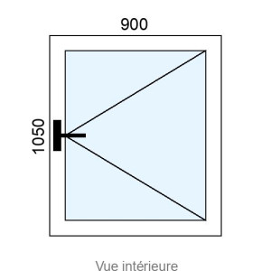 Fenêtre PVC 1 vantail L900 x H1050