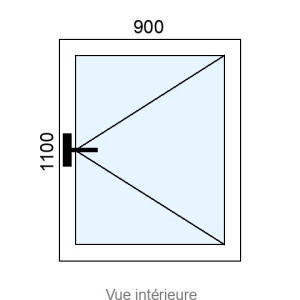 Fenêtre PVC 1 vantail L900 x H1100