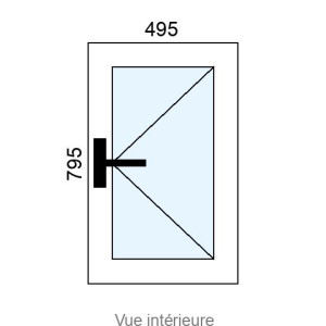 Fenêtre PVC 1 vantail L495 x H795