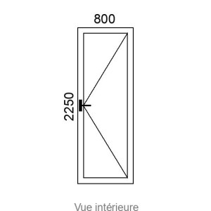 Porte-fenêtre PVC 1 vantail L800 x H2250