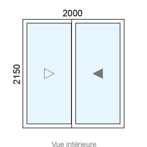 Baie coulissante Alu 2 vantaux L2000 x H2150