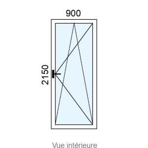 Porte-fenêtre Alu 1 vantail L900 x H2150