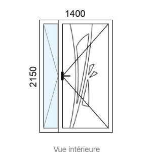 Porte d'entrée ALU 2 vantaux ZENIA VI ( avec vitrage et inserts inox ) L1400 x H2150