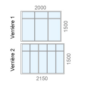 Verrière sur mesure artiste en angle L2000/2150 x H1500