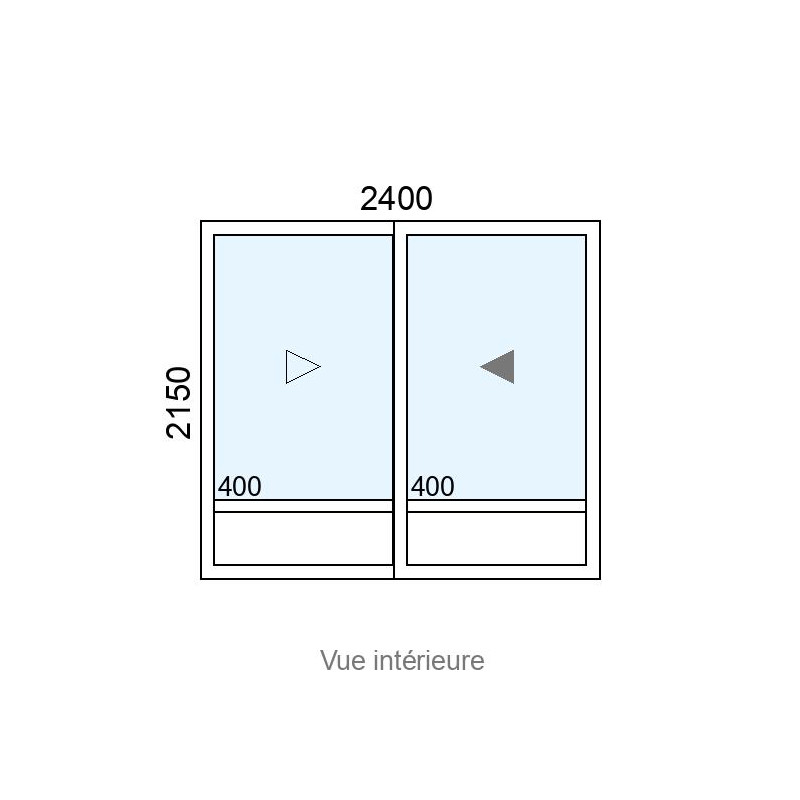 small-Baie coulissante Alu 2 vantaux L2400 x H2150