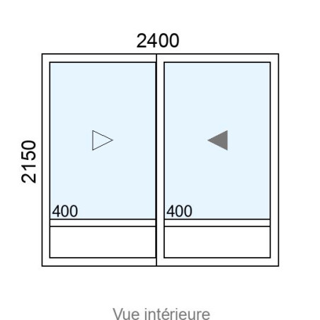 Baie coulissante Alu 2 vantaux L2400 x H2150