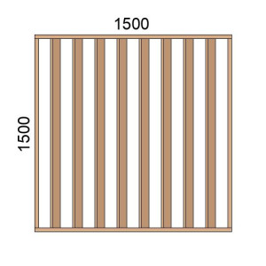 Claustra bois lames verticales inclinées L1500xH1500